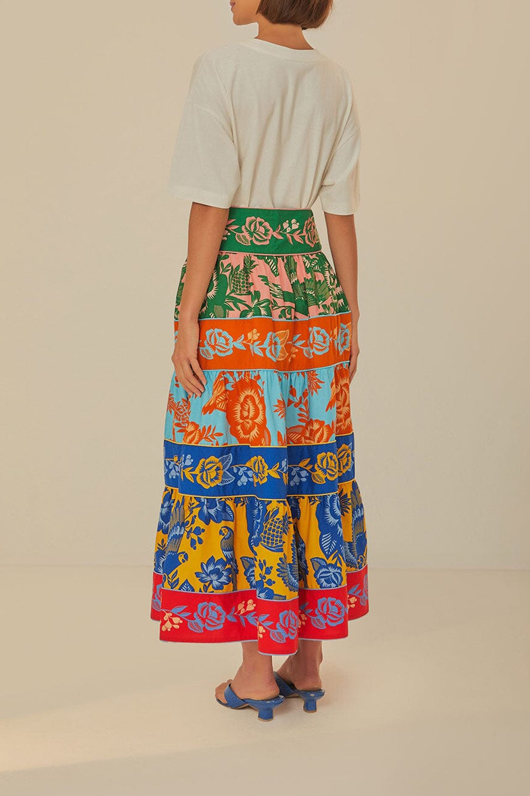 Garden Lace long skirt with cotton ruffles - Multicolour