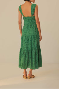 Robe midi à volants et corsage en coton - Vert
