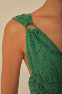 Robe midi à volants et corsage en coton - Vert
