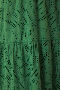 Robe midi à volants et corsage en coton - Vert