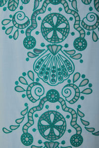 Jupe midi Richelieu à motif graphique en coton - Bleu