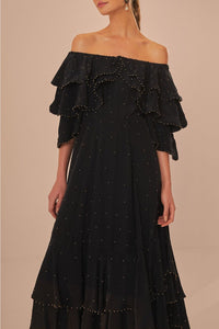 Off-the-shoulder midi dress - Black