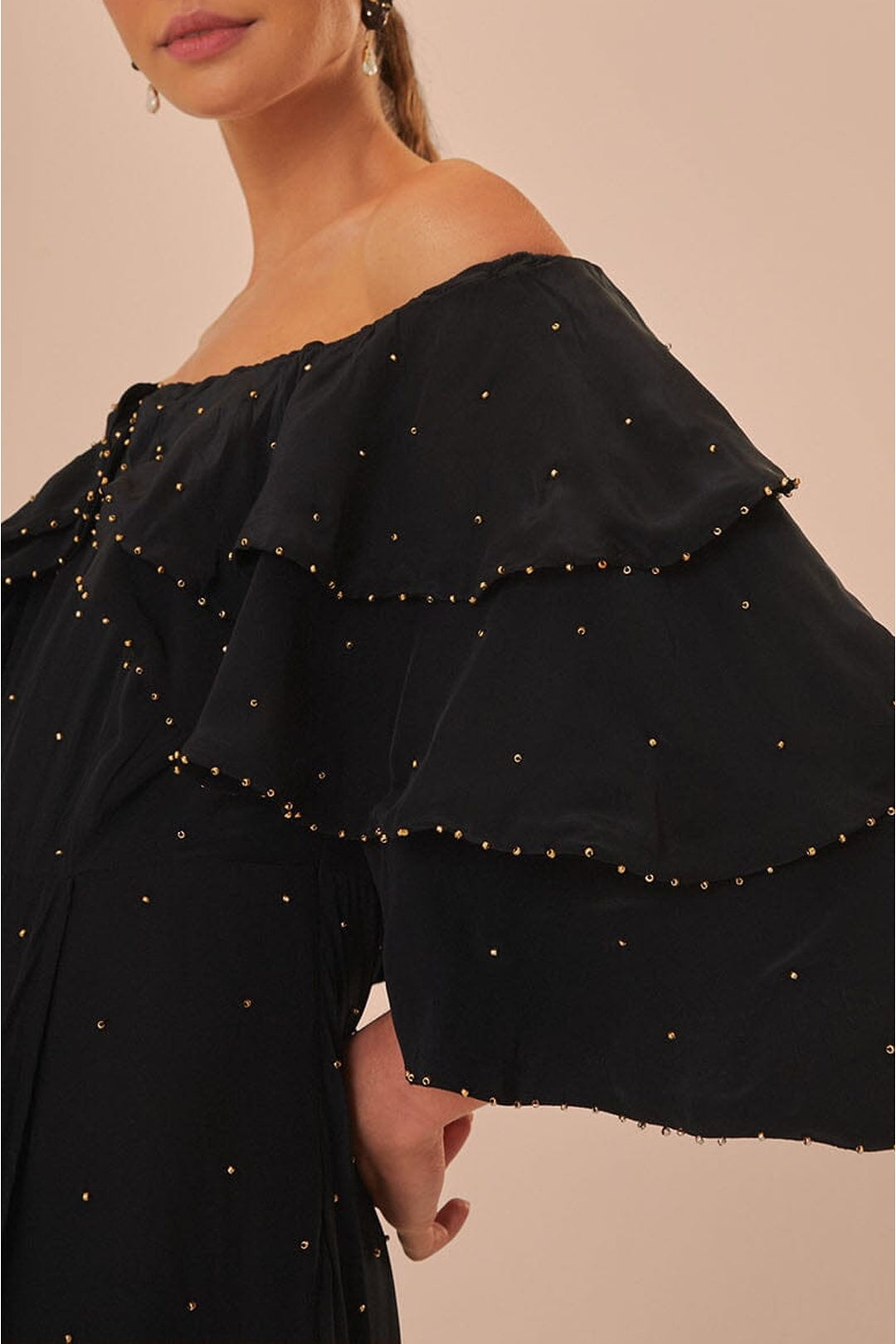 Off-the-shoulder midi dress - Black