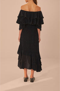 Off-the-shoulder midi dress - Black