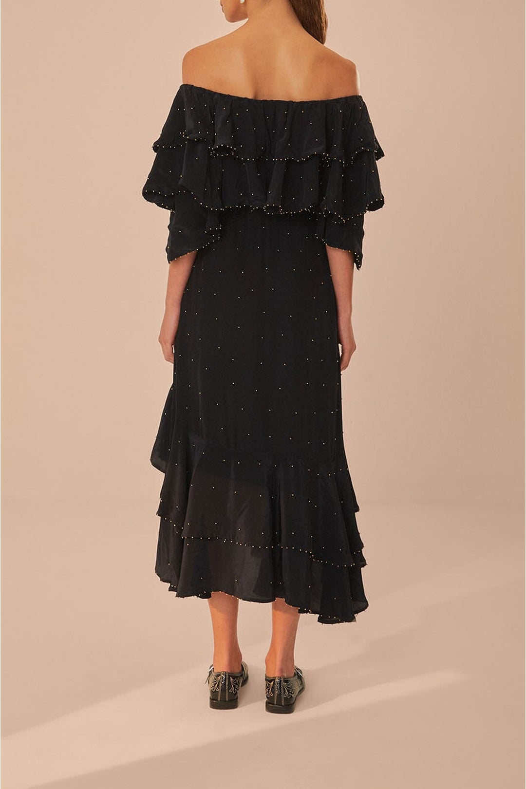 Off-the-shoulder midi dress - Black