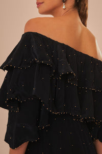 Off-the-shoulder midi dress - Black