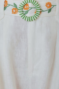 Short Coconut Tree brodé en lin - Blanc