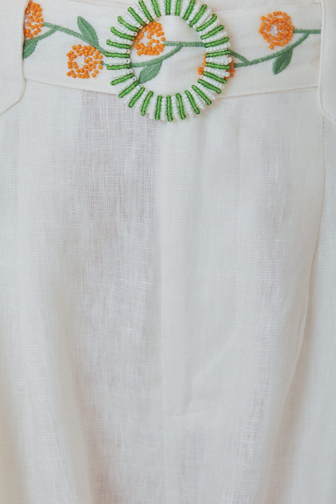 Short Coconut Tree brodé en lin - Blanc