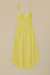 Linen cross-strap maxi dress - Yellow