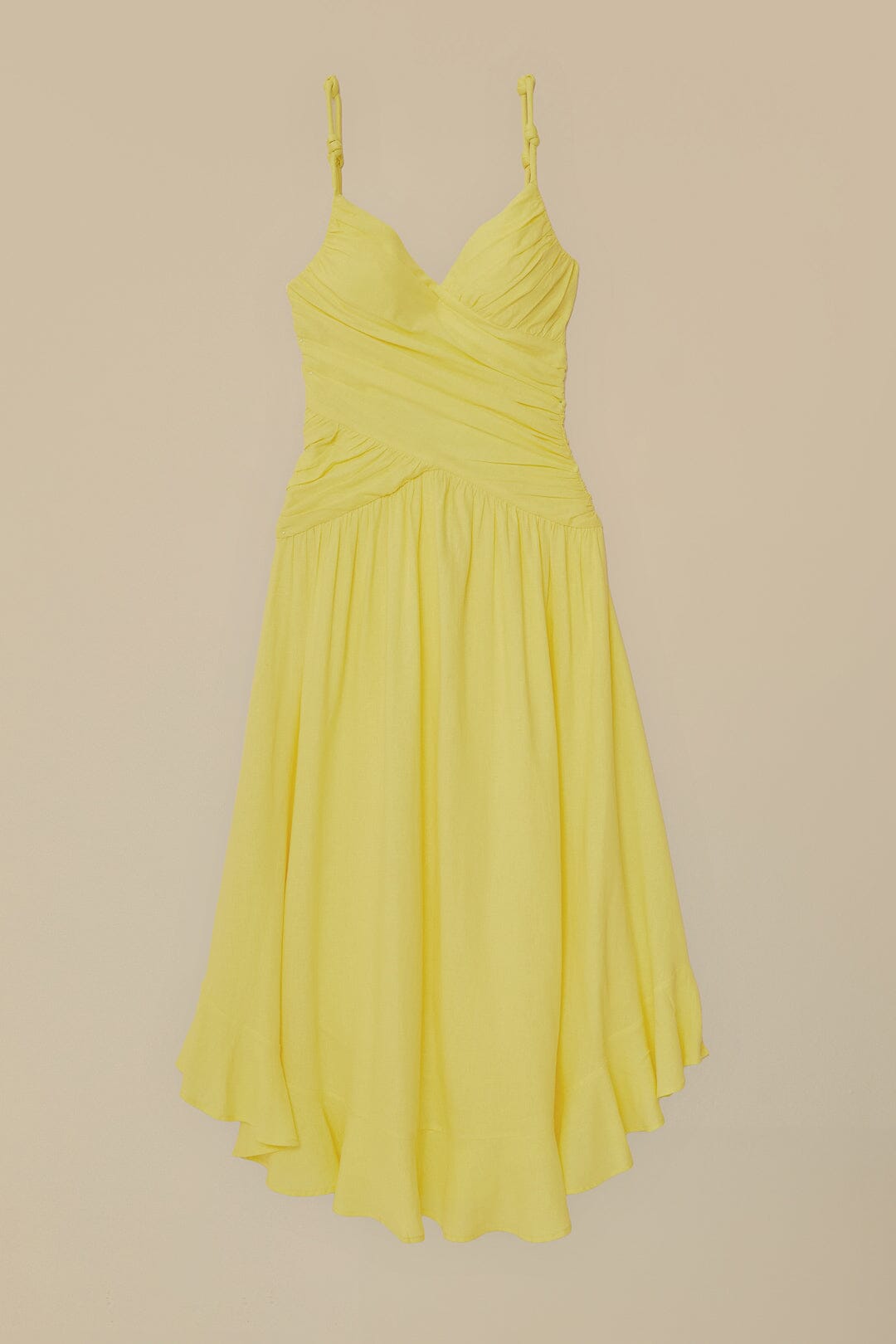 Linen cross-strap maxi dress - Yellow