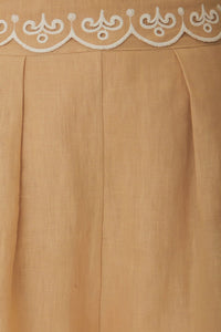MEDIA OFF LINE_Short brodé en lin - Beige