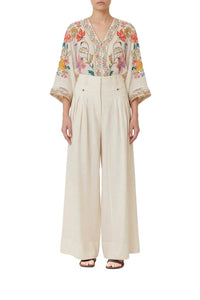 Pantalon à plis en lin - Blanc