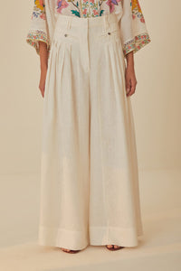 Pantalon à plis en lin - Blanc