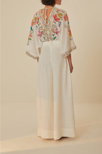 Pantalon à plis en lin - Blanc