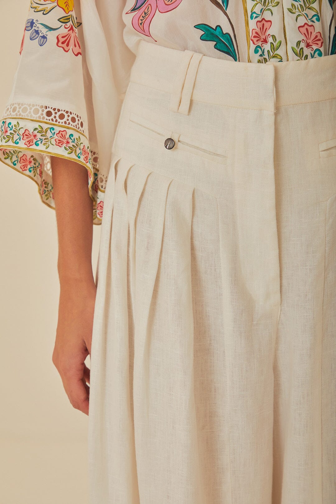 Pantalon à plis en lin - Blanc