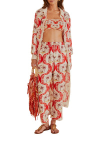 Kimono Summer Beach en lin - Rouge