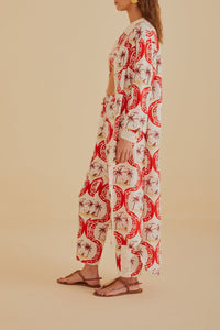 Kimono Summer Beach en lin - Rouge