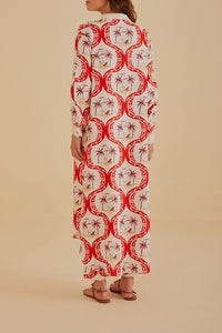 Kimono Summer Beach en lin - Rouge