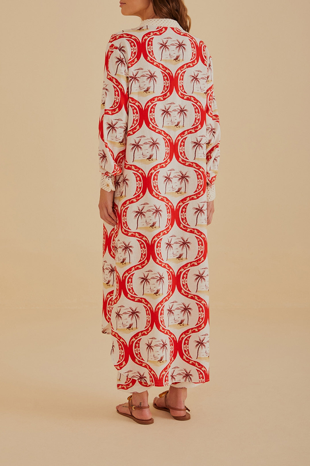 Kimono Summer Beach en lin - Rouge