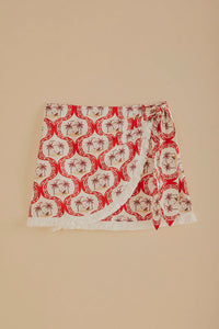 Jupe courte Summer Beach en lin - Rouge