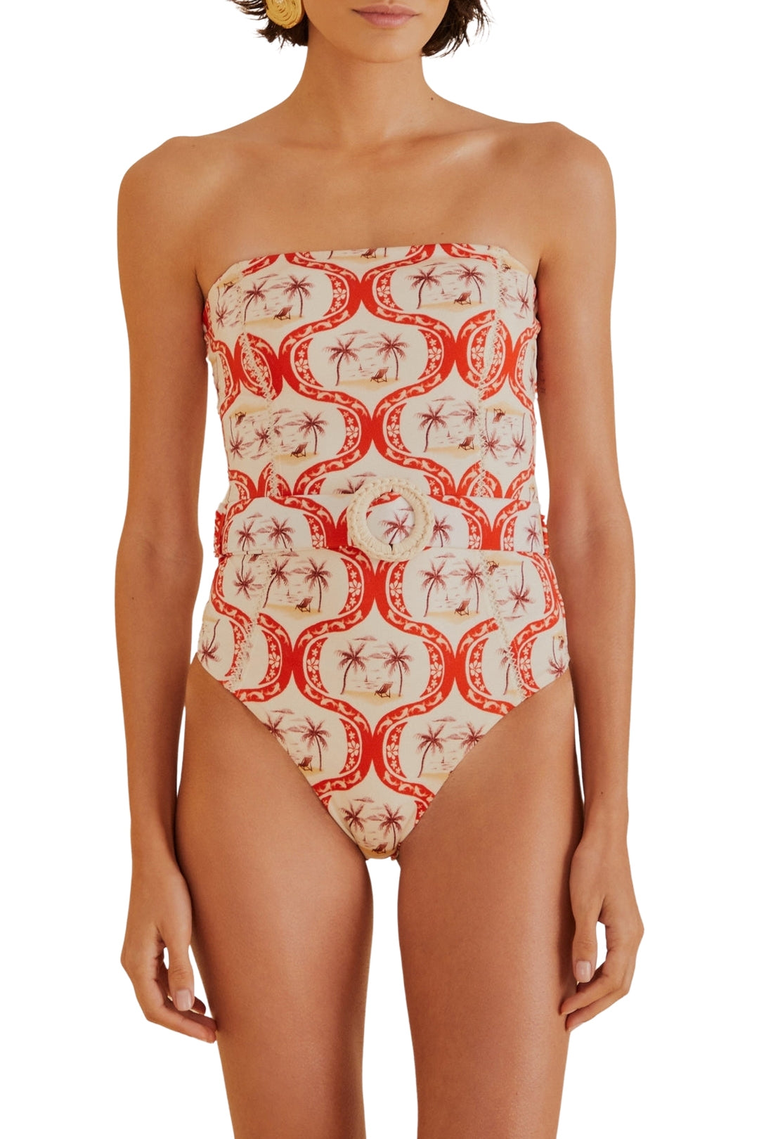 Maillot de bain une pièce Summer Beach sans bretelles - Rouge