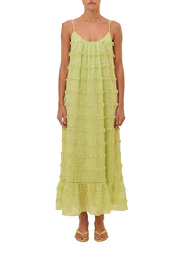 Robe longue à bordures en coton - Vert
