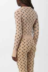 Moon Jacquard Knit Fitted Sweater - Camel