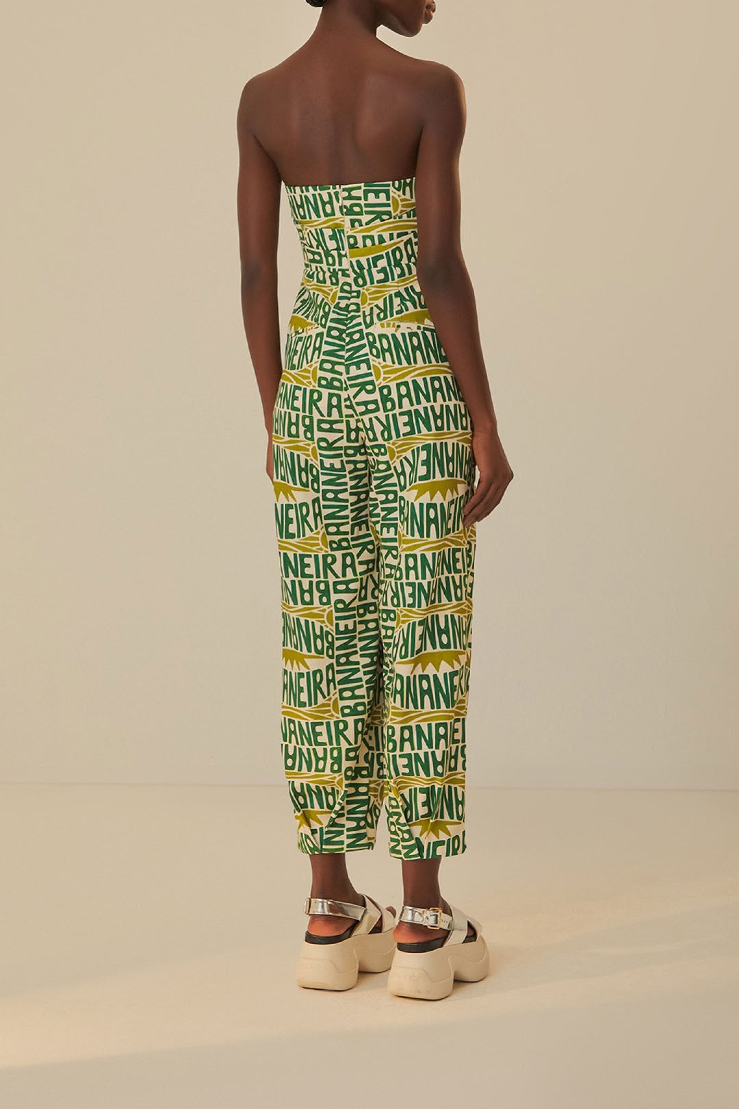 Banana Typography Jumpsuit - Beige