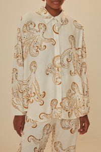 Chemise Ocus Fun à manches longues en lin - Beige