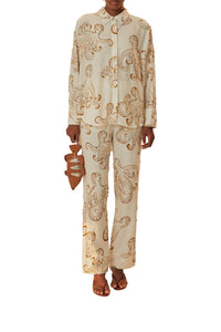 Chemise Ocus Fun à manches longues en lin - Beige