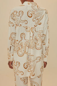 Chemise Ocus Fun à manches longues en lin - Beige
