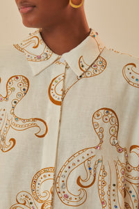 Chemise Ocus Fun à manches longues en lin - Beige