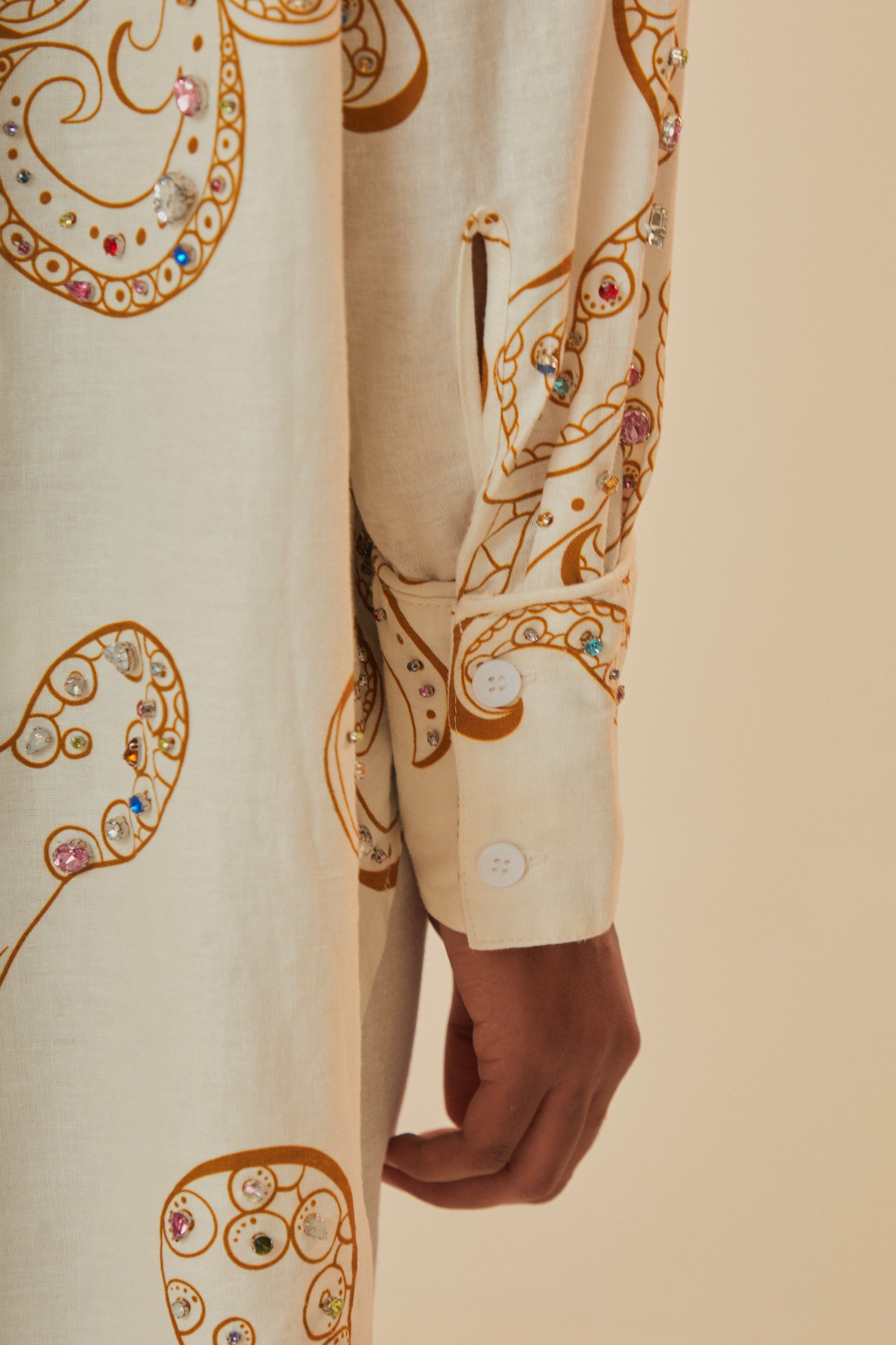 Chemise Ocus Fun à manches longues en lin - Beige