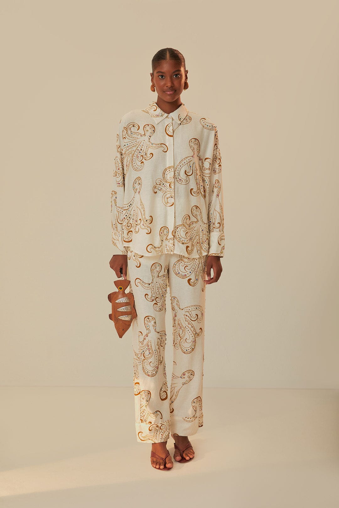 NEW_Off White Octopus Fun Pantalons - Off White Octopus Fun