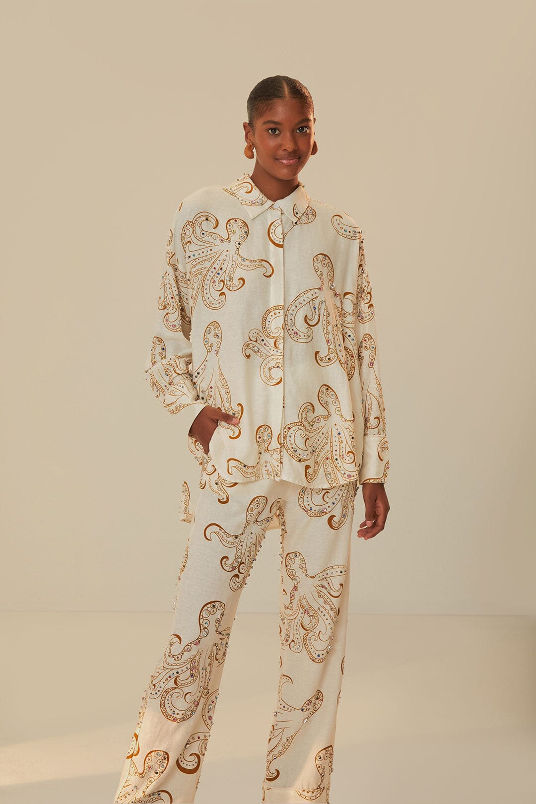 NEW_Off White Octopus Fun Pantalons - Off White Octopus Fun