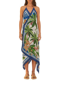 Robe midi Tropical Destination - Blanc