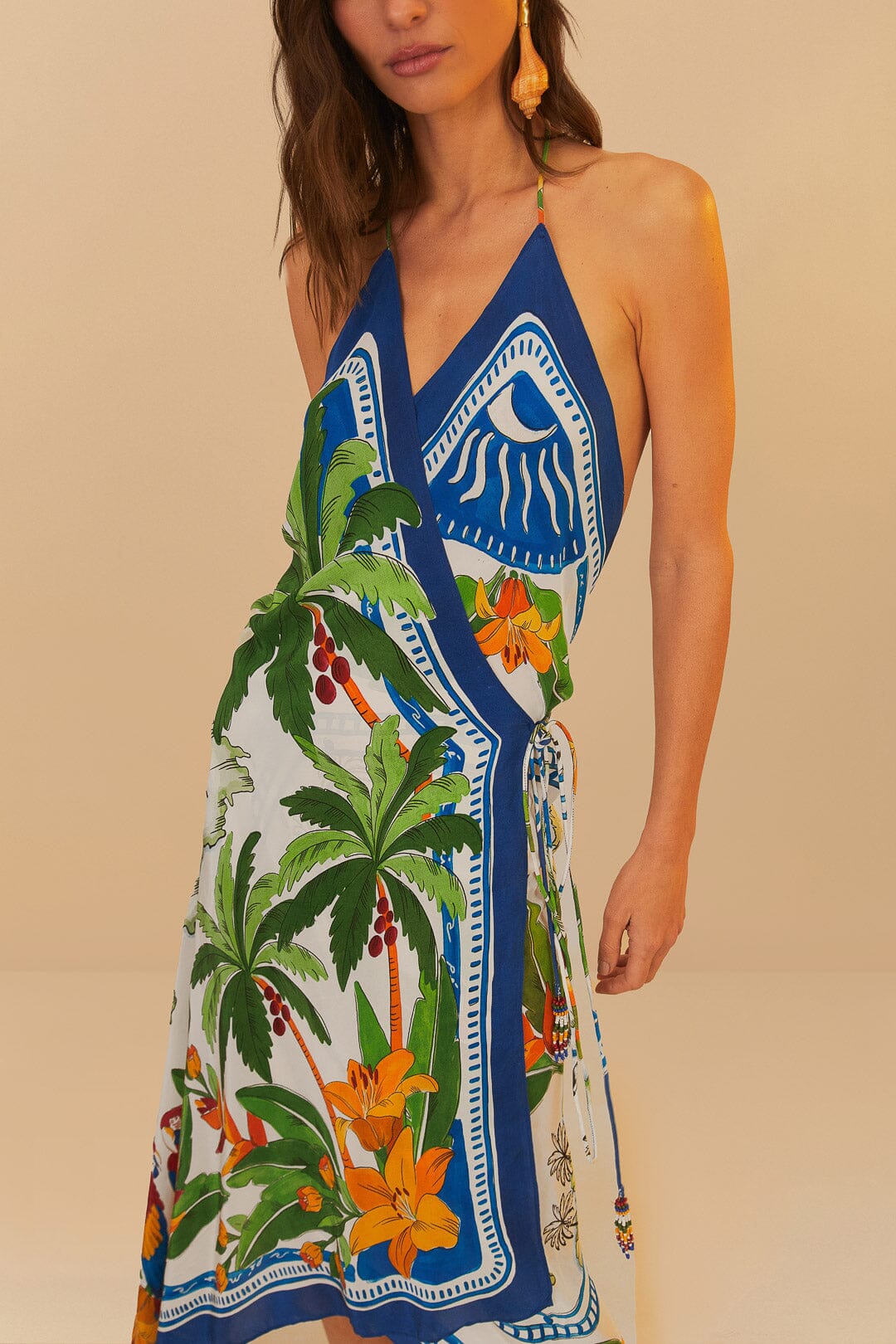 Robe midi Tropical Destination - Blanc