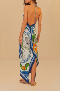 Robe midi Tropical Destination - Blanc