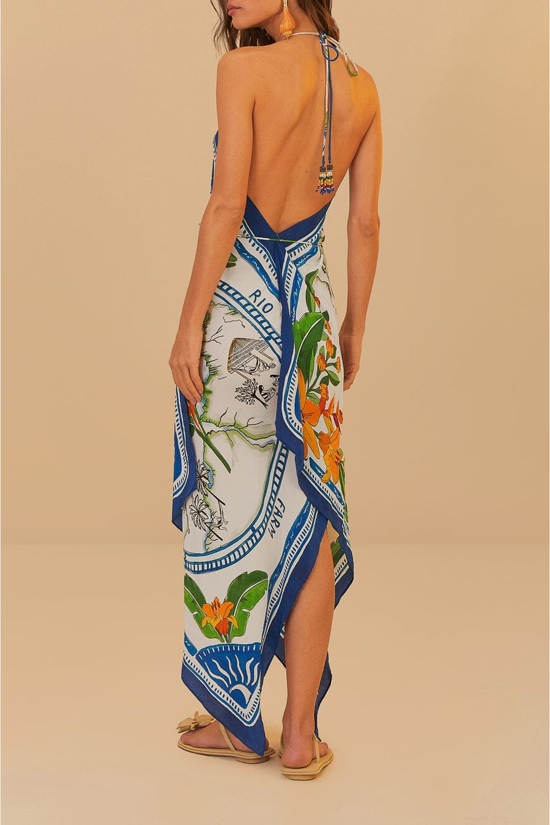Robe midi Tropical Destination - Blanc