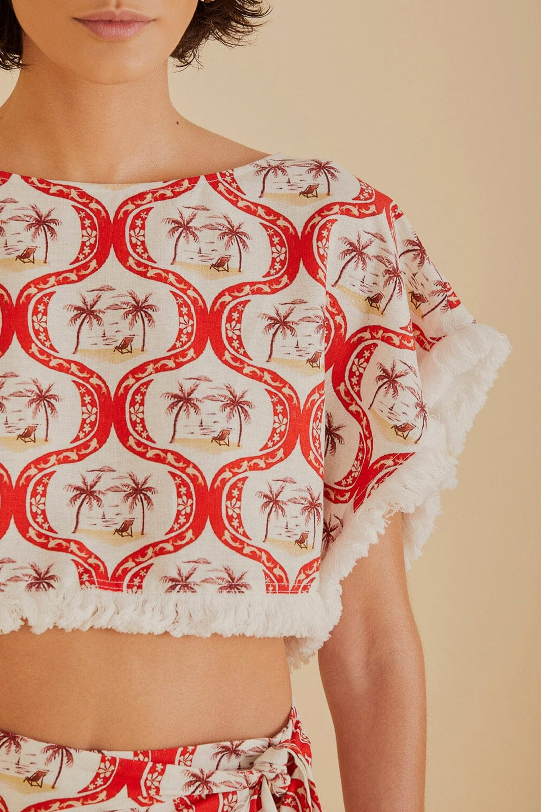 MEDIA OFF LINE_Blouse Summer Beach en lin - Rouge