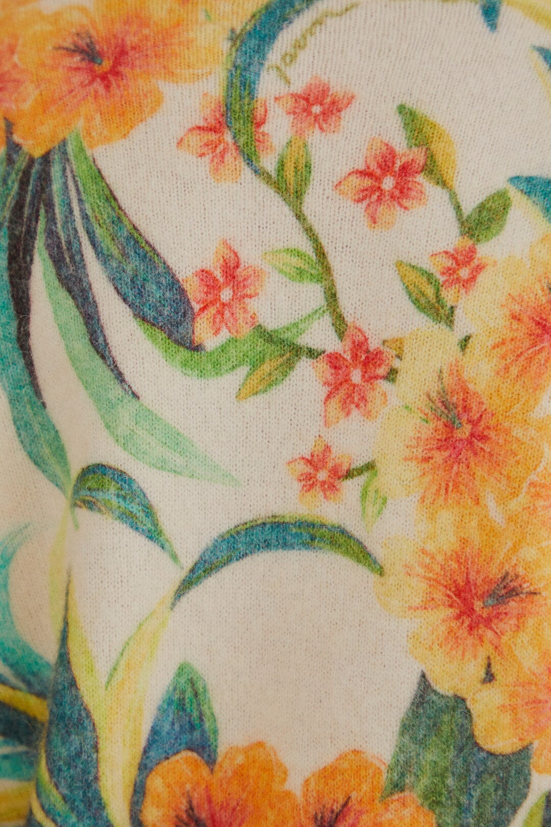 Cardigan à motif fleurs d'ananas en laine mélangée - Orange