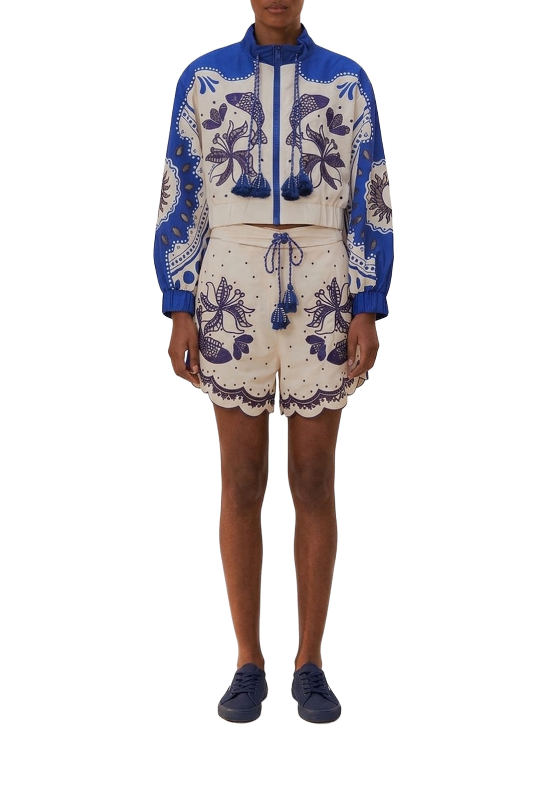 Short brodé Artisanal - Bleu