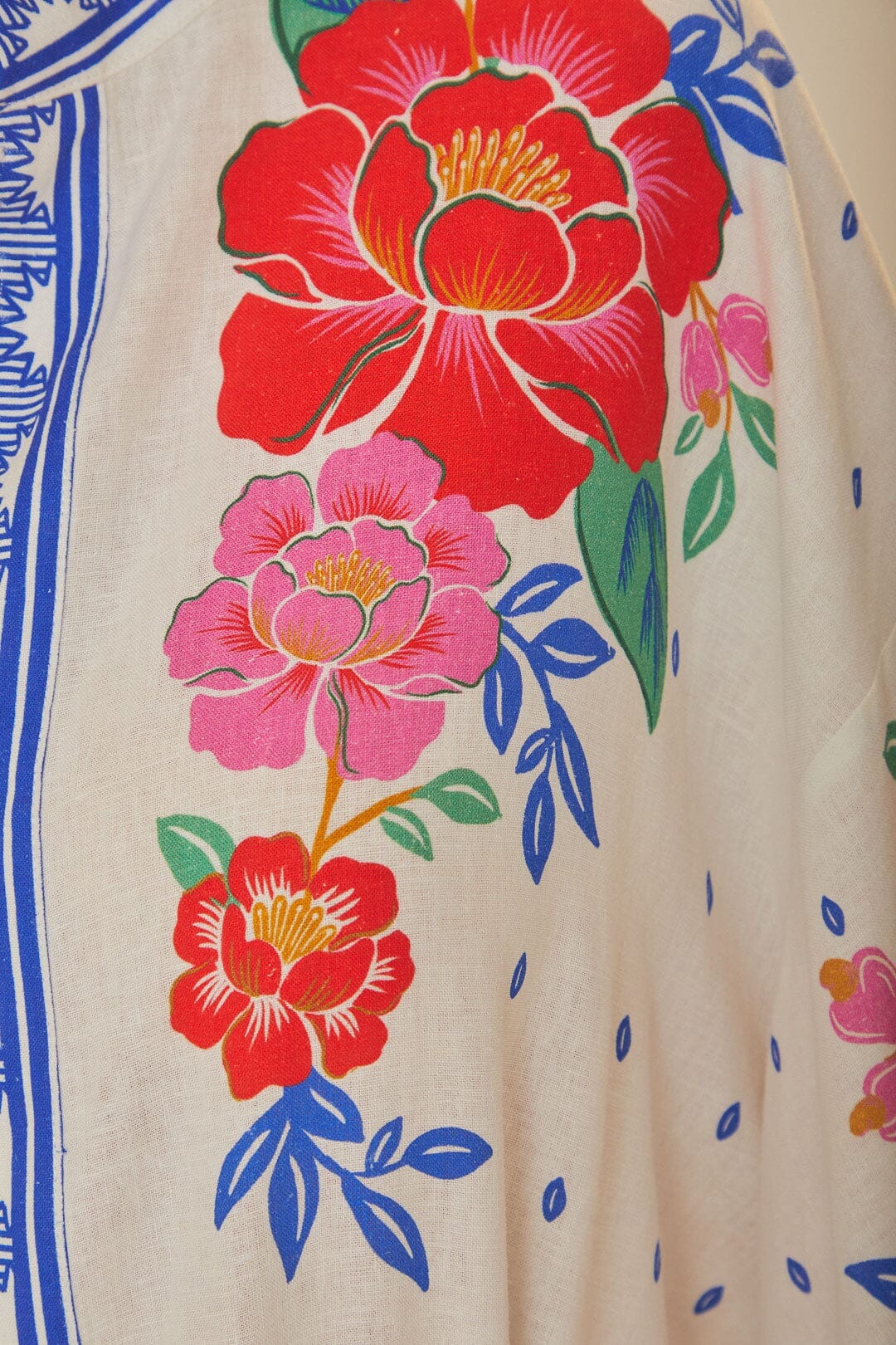 Robe midi Flowers Beach en lin - Blanc