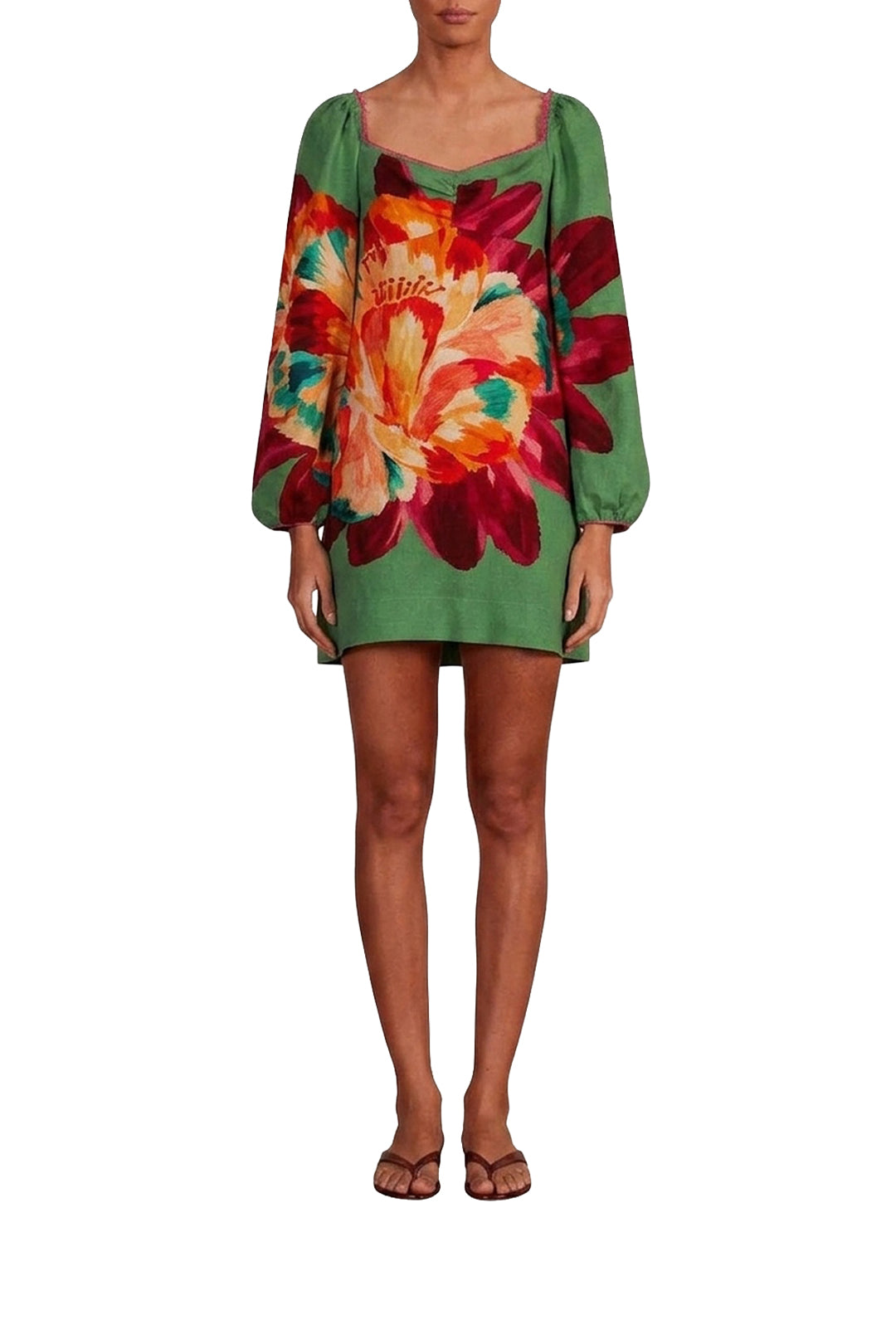 Tropicart short linen dress - Green