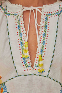 Bloom Garden long dress in linen - White