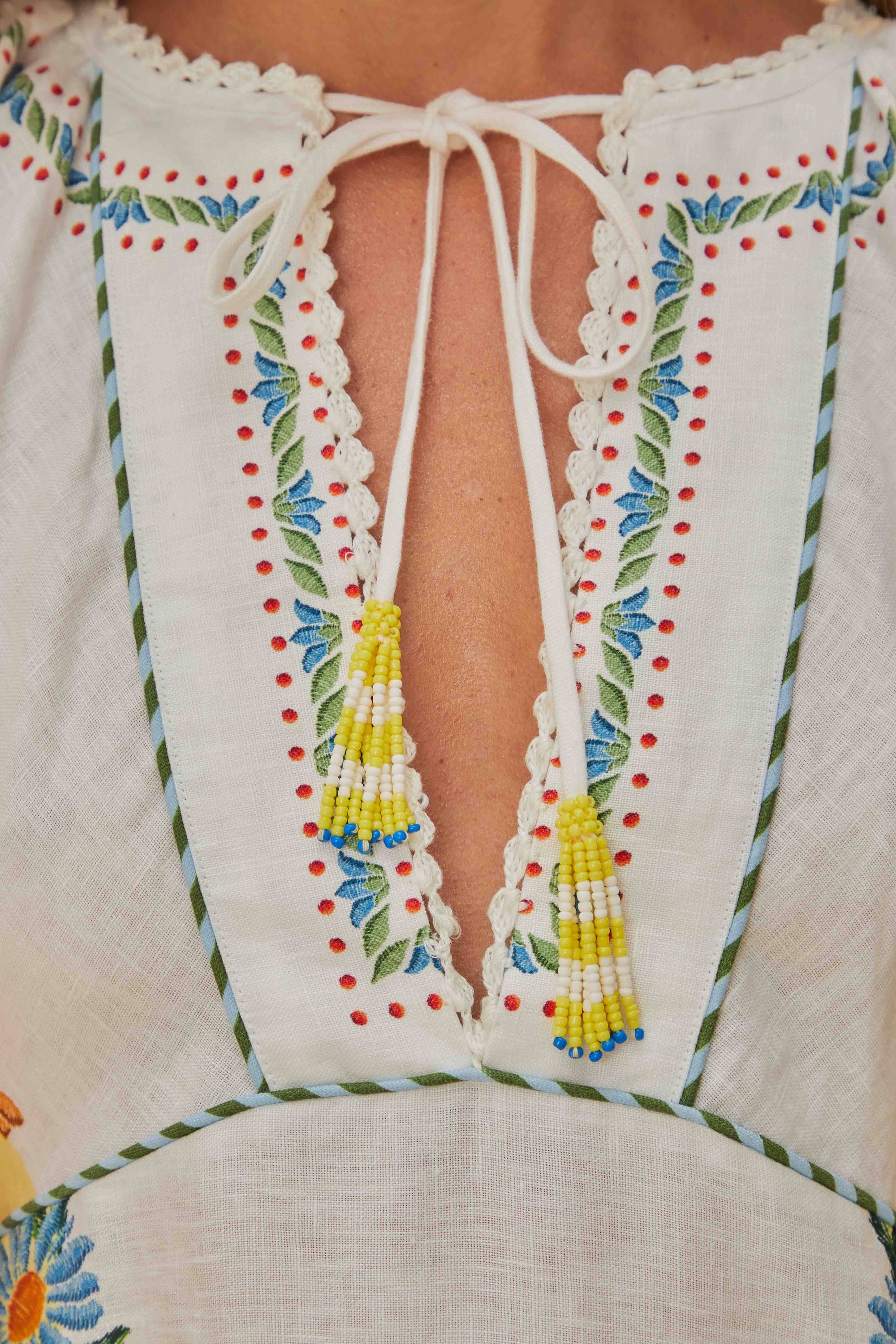 Bloom Garden long dress in linen - White