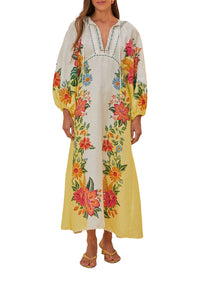 Bloom Garden long dress in linen - White