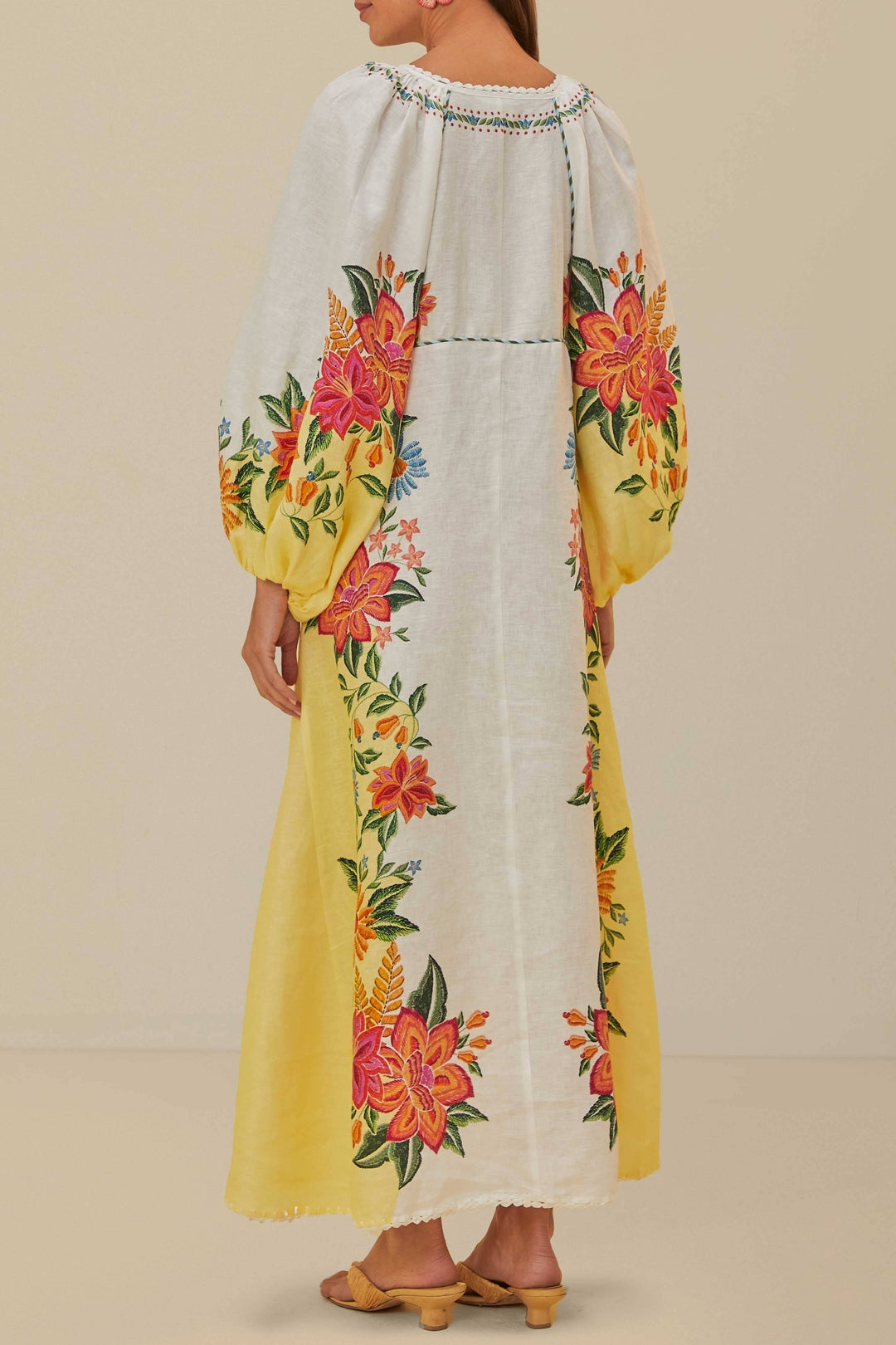 Bloom Garden long dress in linen - White