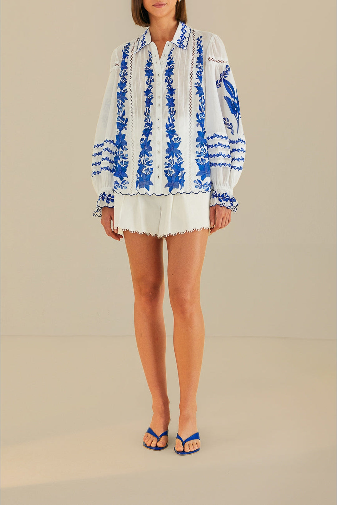 MEDIA OFF LINE_Blouse Jardin en coton - Bleu