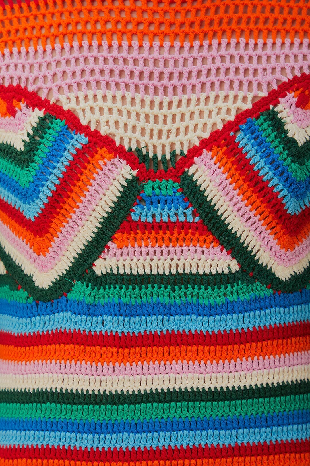 Robe midi à rayures en crochet - Multicolore